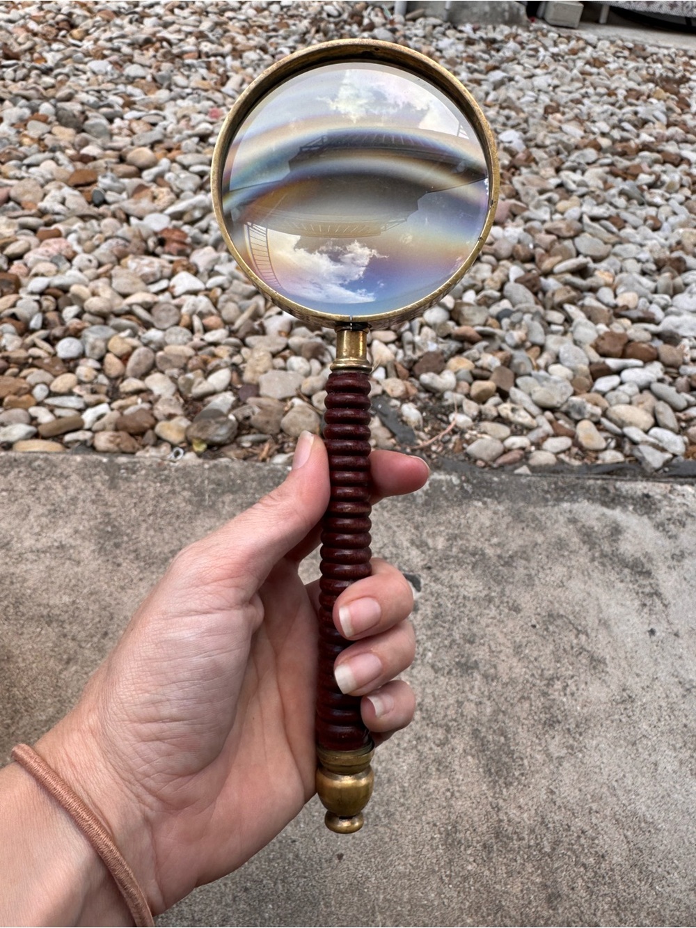Brass and Wooden Vintage Magnifying Glass